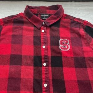Nc State - small - Buffalo plaid - long sleeve button up shirt